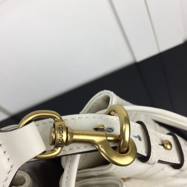 Gucci GG Marmont Quilted Leather Bucket Bag 476674 in white - Image 7