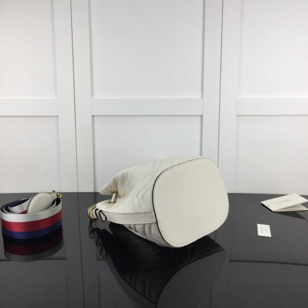 Gucci GG Marmont Quilted Leather Bucket Bag 476674 in white - Image 3