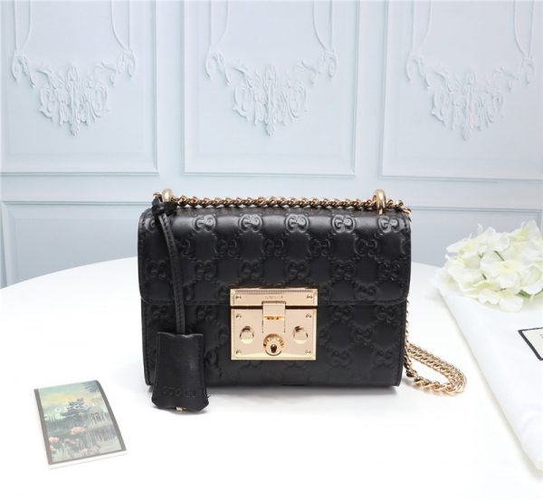 Black Padlock small Gucci Signature shoulder bag