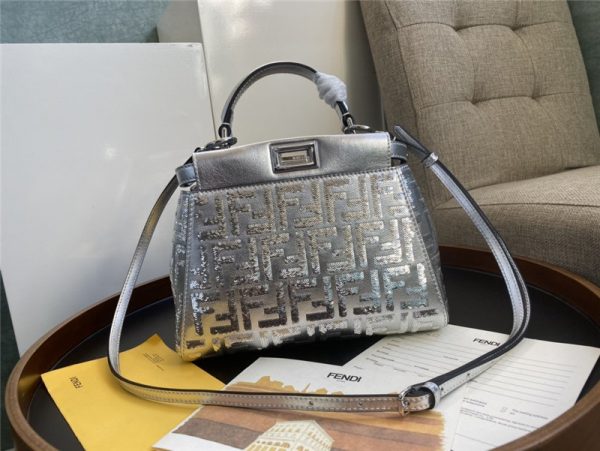 Fendi peekaboo mini silver Shoulder Bag