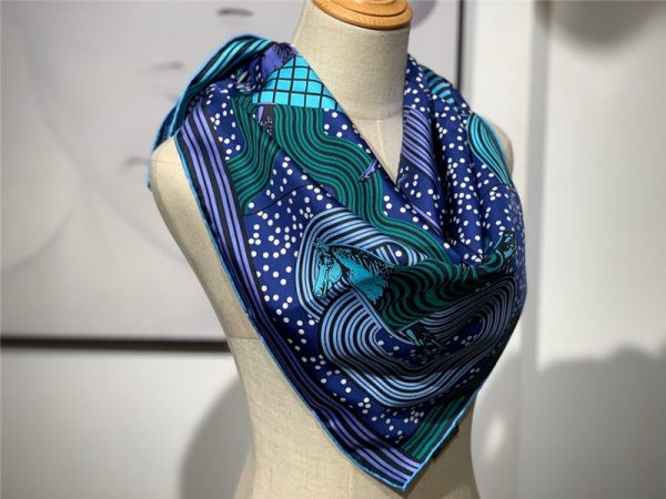 hermes silk scarf blue - Image 2