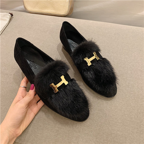 hermes sheepskin mink loafers