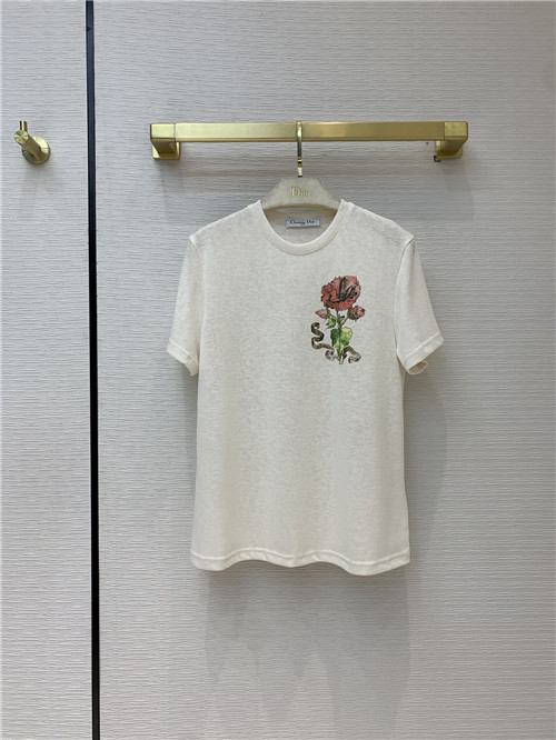 dior rose flower print T-shirt