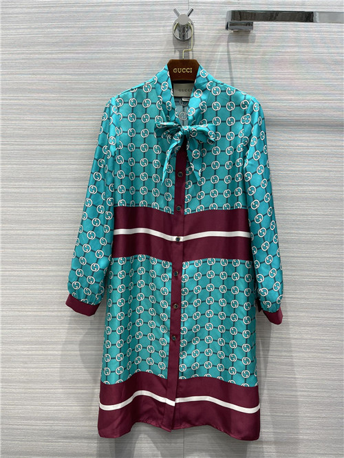 gucci printed silk dress