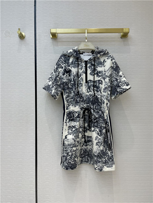 dior printed hooded sweater dress