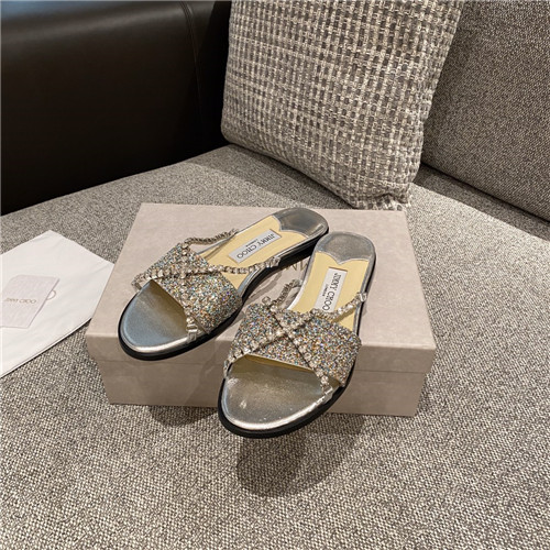 jimmy choo rhinestone flat slippers