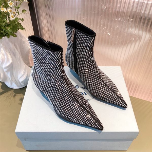 prada rhinestone high-heeled boots