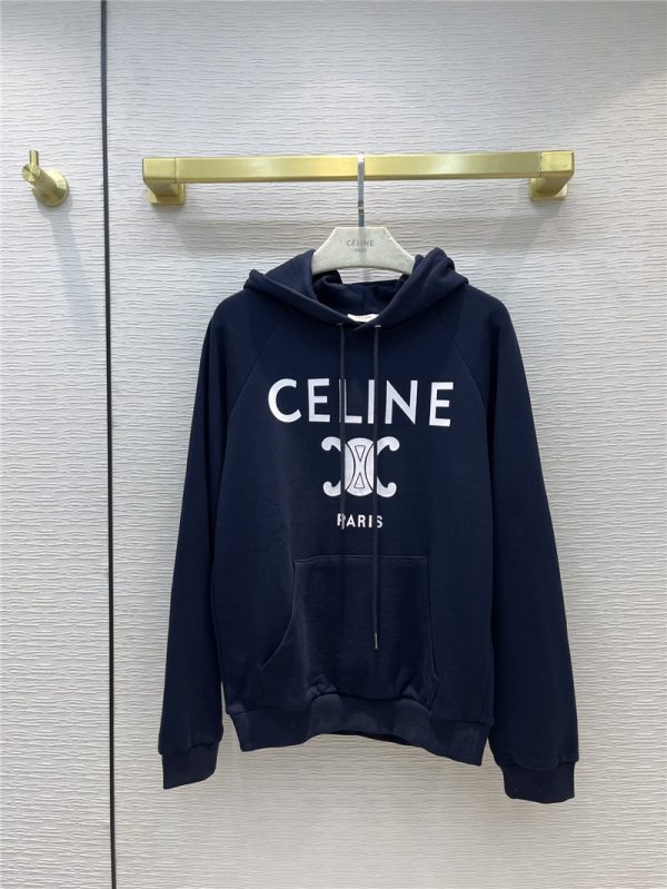celine logo print hooded sweatshirt