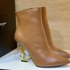 ysl logo letter high heel boots