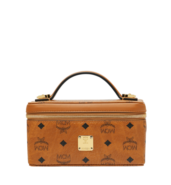 MCM Rockstar Vanity Case in Visetos Original Cognac Brown Crossbody Bags MYZ8AVI01CO001