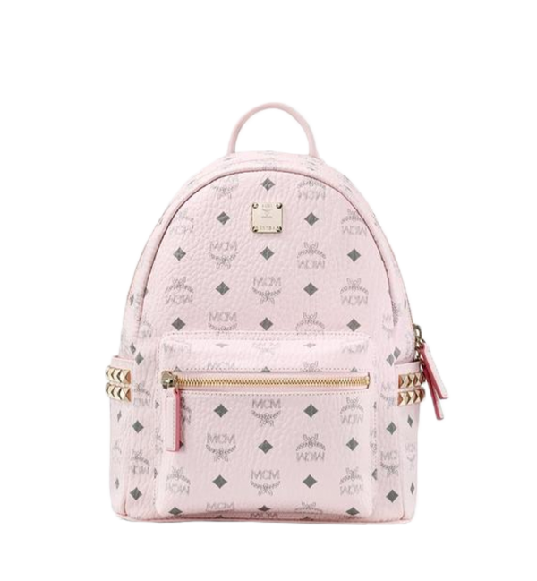 MCM Stark Side Studs Backpack in Visetos Powder Pink MMK6SVE37QH001