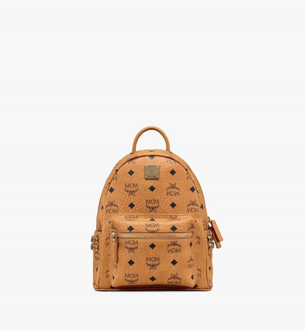 MCM Stark Side Studs Backpack in Visetos Cognac - Image 10