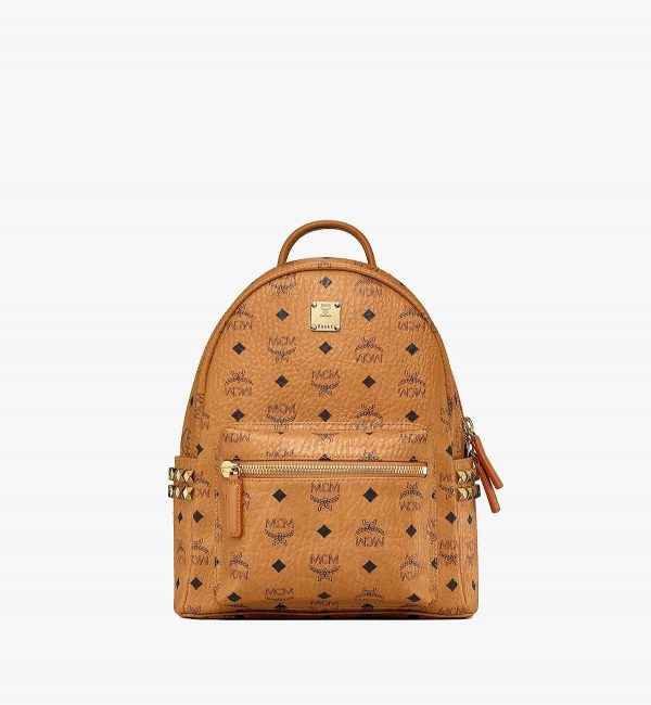 MCM Stark Side Studs Backpack in Visetos Cognac - Image 5