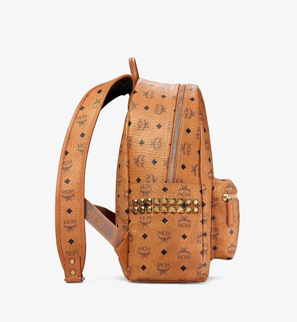 MCM Stark Side Studs Backpack in Visetos Cognac - Image 3