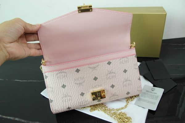 Mcm Medium Envelope Chain Flap Crossbody Bag Pink - Image 8