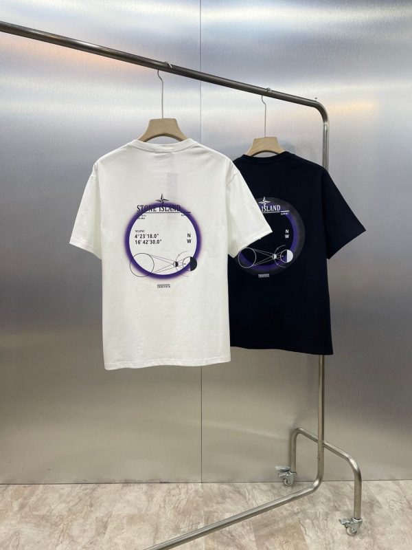 Stone Island STONE solar eclipse time-space compass printed short-sleeved T-shirt summer new men and women couples all-match leisure - Image 4