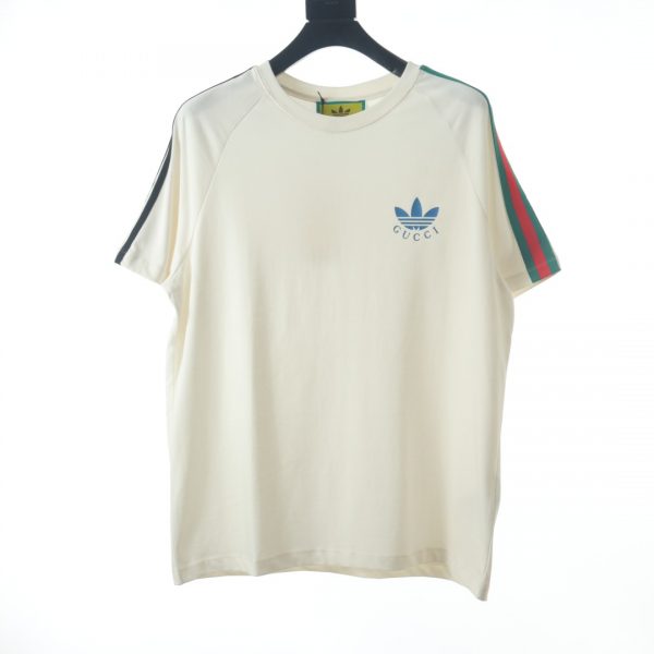 Gucci & Adidas clover print webbing short-sleeved T-shirt