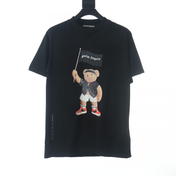 alm Angels Pirate Bear Flag Logo Print Short Sleeve T-Shirt