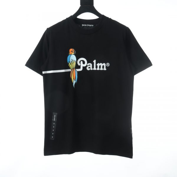 PALM ANGELS summer new parrot print short-sleeved T-shirt black