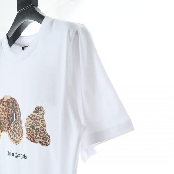 PALM ANGELS summer new leopard print broken head bear print short-sleeved T-shirt - Image 5