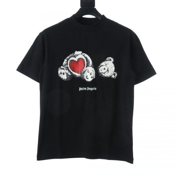 Palm Angels Heart Teddy Bear Print Short Sleeve
