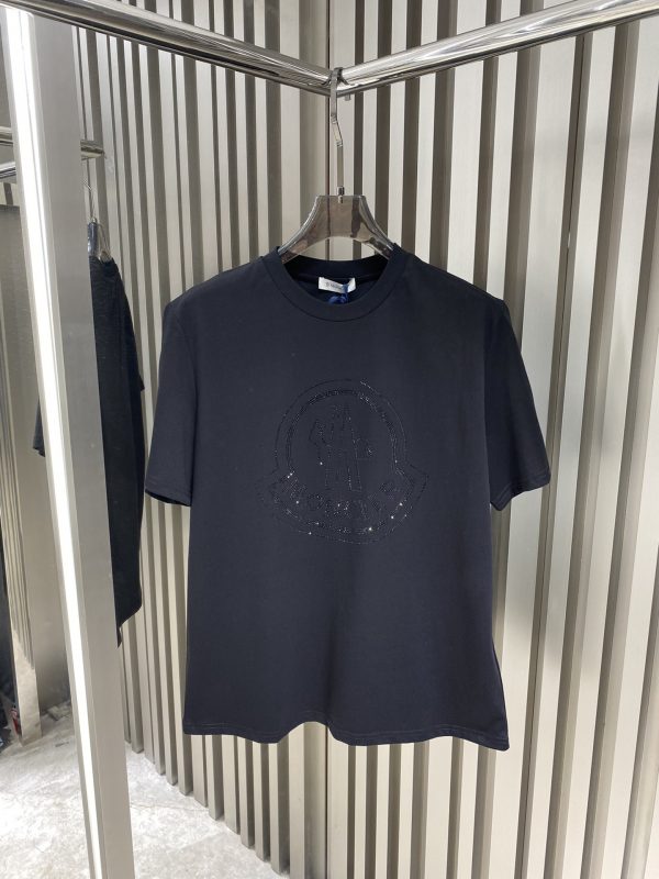 Moncler heavy industry logo hot diamond round neck T