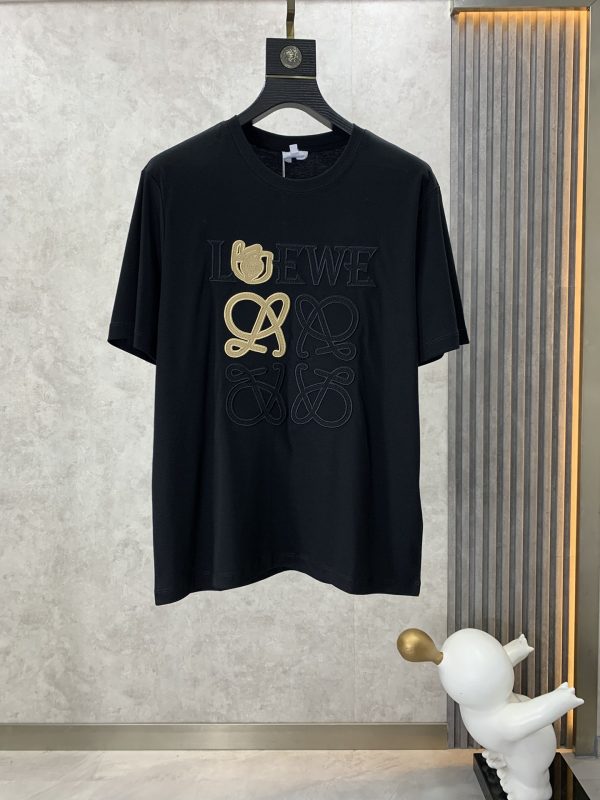 Loewe can wear 200+ catties 2023 spring and summer latest style, spring and summer half-sleeved custom double-sided long-staple cotton illustration design three-dimensional silicone