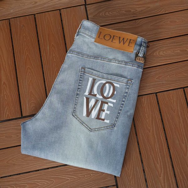 LOEWE  2023 spring and summer latest denim trousers hot style ? original order 1:1 original re-engraved high version three standard complete - Image 3