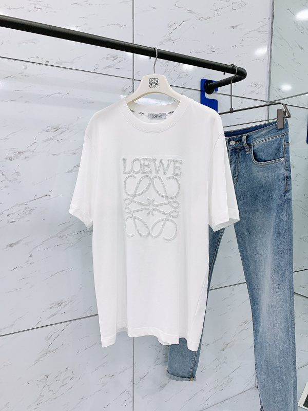 Loewe 2023SS spring and summer new products ꫛꫀꪝ Go➫ Fashion and casual short TEE, selected high-count pure cotton fabric, full of texture and drape, heavy industry pattern logo on the chest