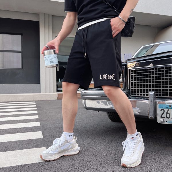 LOEWE 2023ss early spring new color contrast stitching design embroidery logo shorts with high weight special fabric M-3XL
