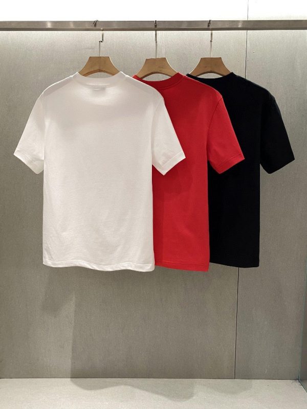 LOEWE 2023 men's round neck short-sleeved T-shirt is new! Signature embroidered small LOGO, simple but exquisite, selected customer-supplied imported fabrics