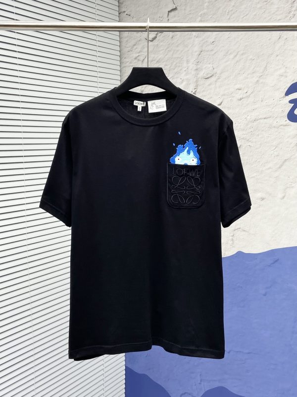 LOEWE Hayao Miyazaki joint series flame embroidery round neck short sleeves