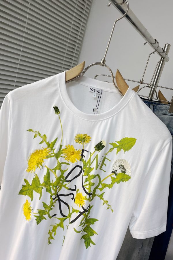 Loew*2023SS new cotton Anagram floral short sleeves. Lightweight cotton jersey crewneck T-shirt - Image 4