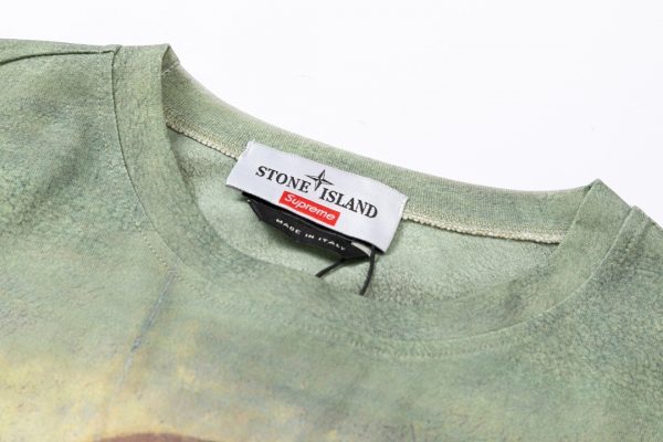 Supreme SS22 Week12 x STONE ISLAND Stone Island joint Mona Lisa logo letter Logo round neck short-sleeved T-shirt - Image 9