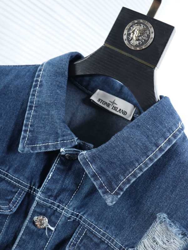 Stone island 2022 autumn and winter counter latest denim jacket ? Original three-dimensional tailoring design Denim denim fabric for customer - Image 4