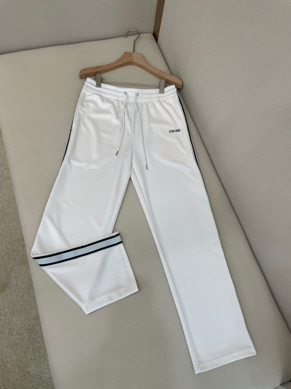 Pants-Quality unit ✨CEL Celine 23 spring and summer new classic sports casual pants?Original diamond-patterned, dyed, and dyed fabric, 100% re-engraved. Signature embroidered CELINE small letters on the chest - Image 2