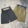 Pure original FENDI2023 summer casual pants men's new FF letter printing logo five-point pants sports shorts, two-color spot out