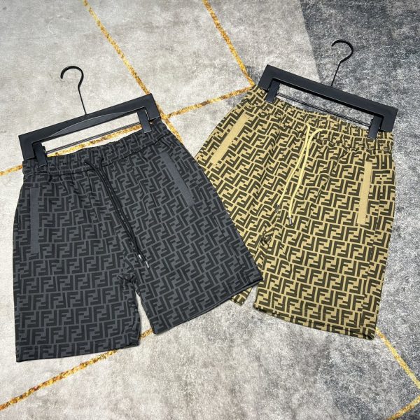 Pure original FENDI2023 summer casual pants men's new FF letter printing logo five-point pants sports shorts, two-color spot out