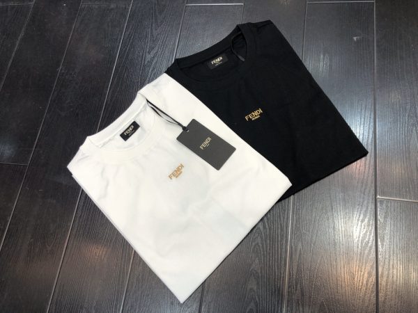 FENDI's new season new short-sleeved T-shirt with Fendi Roma miniature embroidery on the chest, brand letter logo highly recognizable and simple miniature Fendi Roma embroidery design - Image 10