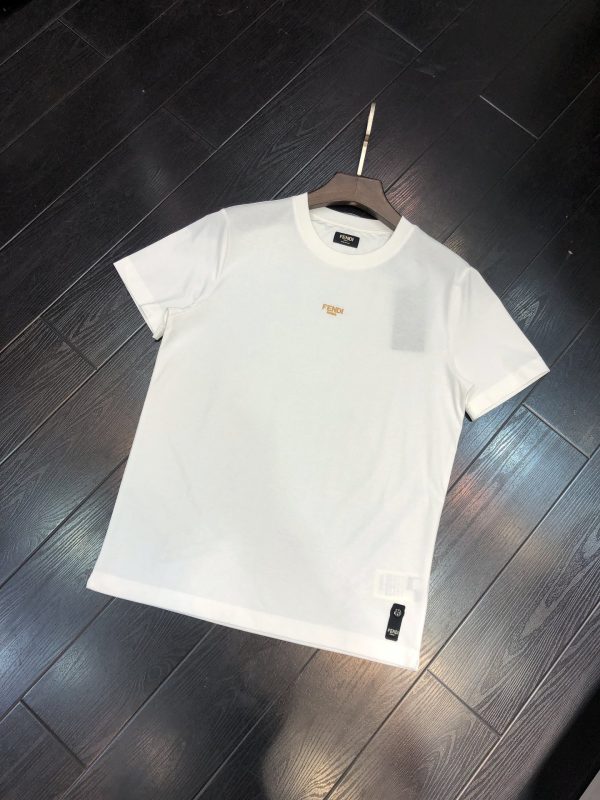 FENDI's new season new short-sleeved T-shirt with Fendi Roma miniature embroidery on the chest, brand letter logo highly recognizable and simple miniature Fendi Roma embroidery design - Image 9