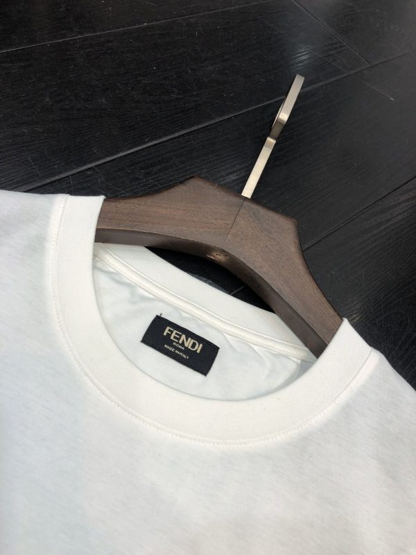 FENDI's new season new short-sleeved T-shirt with Fendi Roma miniature embroidery on the chest, brand letter logo highly recognizable and simple miniature Fendi Roma embroidery design - Image 8