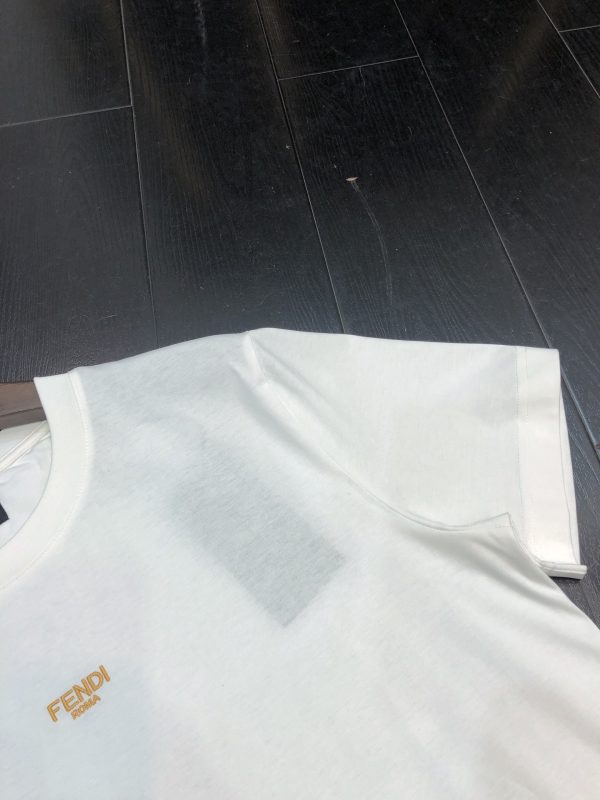 FENDI's new season new short-sleeved T-shirt with Fendi Roma miniature embroidery on the chest, brand letter logo highly recognizable and simple miniature Fendi Roma embroidery design - Image 6