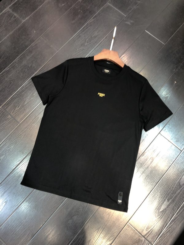 FENDI's new season new short-sleeved T-shirt with Fendi Roma miniature embroidery on the chest, brand letter logo highly recognizable and simple miniature Fendi Roma embroidery design - Image 3