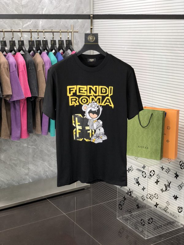 FENDI 2023AW summer new top quality counter synchronization casual short-sleeved T-shirt, using imported double yarn pure cotton fabric