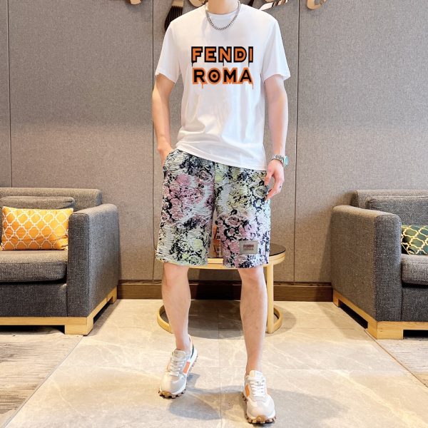 [FENDI] (Fat Gospel) 2023 official website with the same style. World famous luxury brand. Summer men's double yarn pure cotton high quality - Image 9