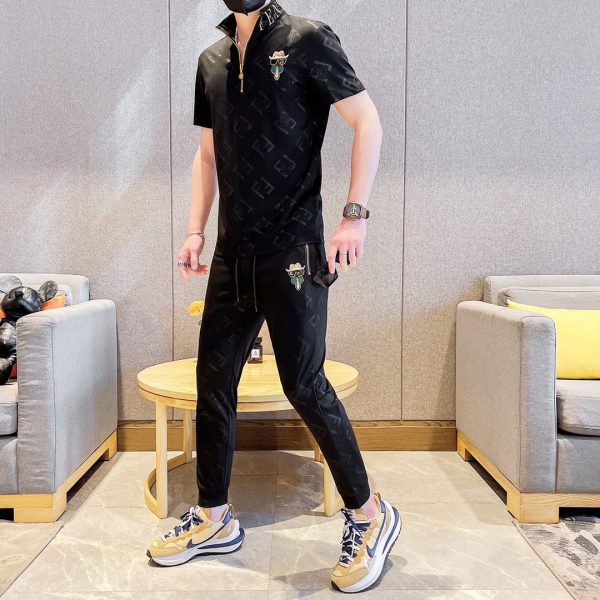 [FENDI] Fat Gospel 2023 official website with the same style. World famous luxury brand. Summer men's short-sleeved suit - Image 9
