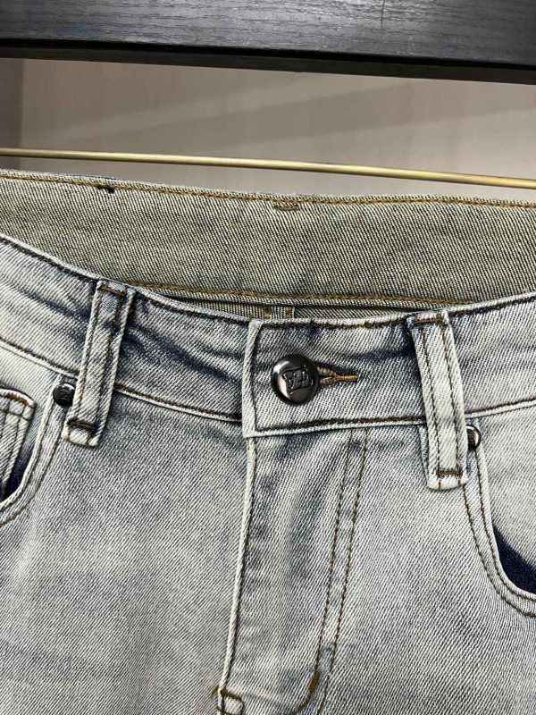 Fendi23ss Spring New Collection! -fendi- Men's Casual Straight Retro Series Washed Washed Denim Pants - Image 8