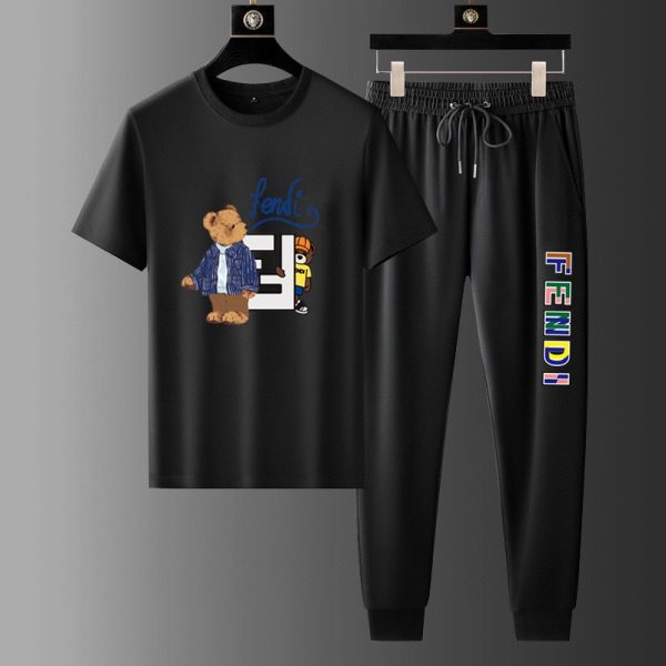 [FENDI] (Fat Gospel) 2023 official website with the same style. World-renowned luxury brand. Summer men's (double mercerized) high-quality ? goods set - Image 9