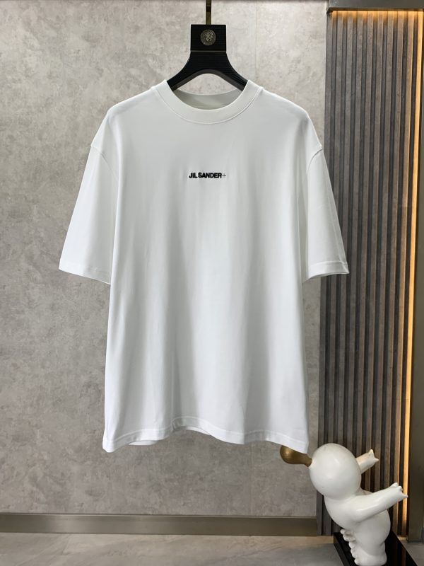 JIL Sander 2023 summer new drop-shoulder profile short-sleeved T-shirt, jacquard logo on the chassis, imported machine blessing, embroidery is exquisite and three-dimensional