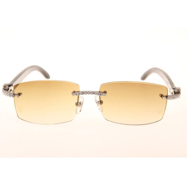Cartier  3524012 Black And White Buffalo Big Lens Sunglasses In  Silver - Image 3